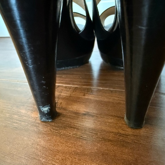 Michael Kors Carla Black Leather Platform Sandals-Size 8.5-Sexy, Black Tie - Picture 4 of 16